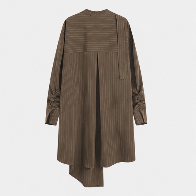 Asymmetric pinstripe shirt dress A00084