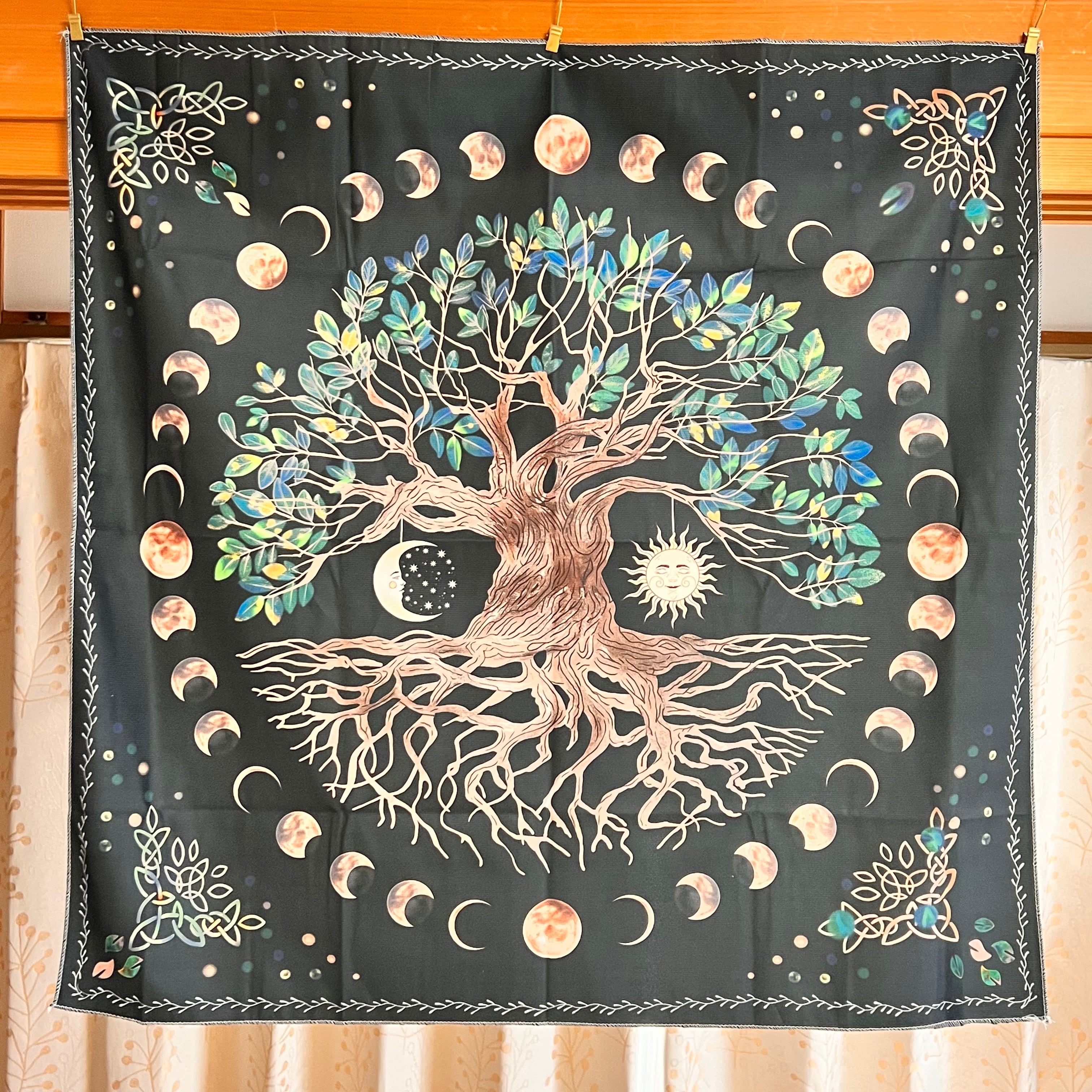 マルチクロス タロットクロス 75×75cm 壁掛けクロス 暖簾 生命の樹 月