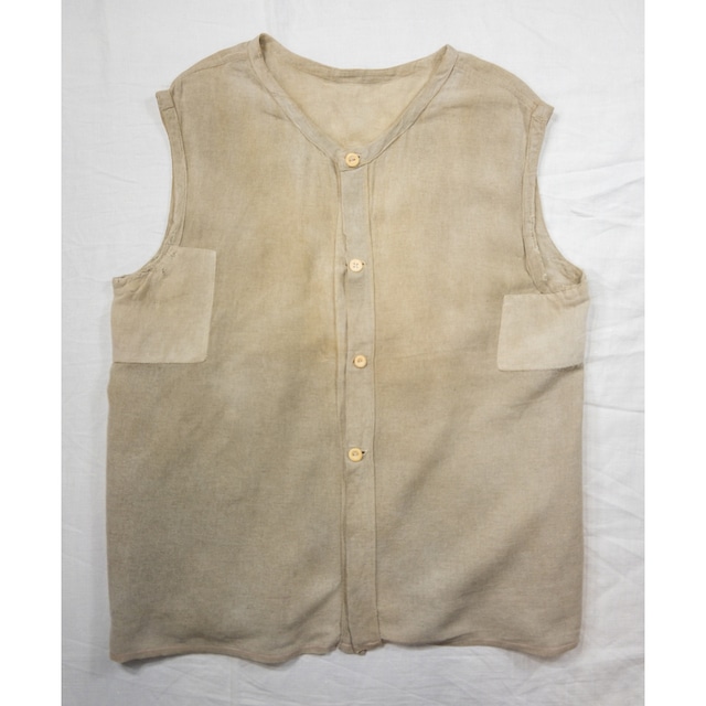 【1930-40s】"French Work" Light Wool Farmers Vest with Good Repairs!!