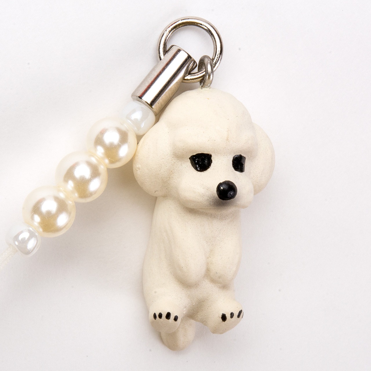 Dog 92 Toy Poodle トイプードル ホワイト ビーズ ストラップ DN-8002