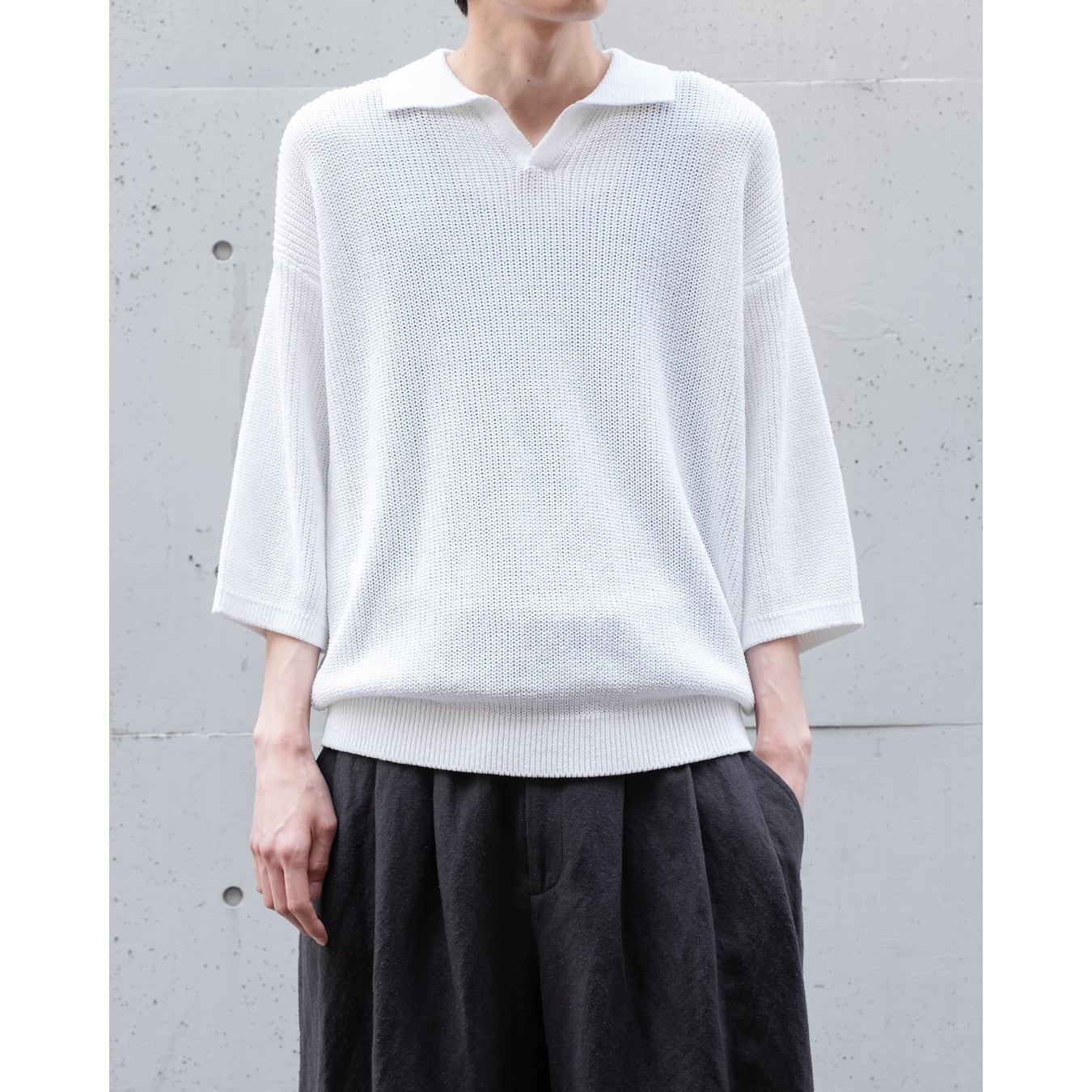 Blanc YM] (ブランワイエム) BL-25S-SKS Skipper Knit Shirts (white