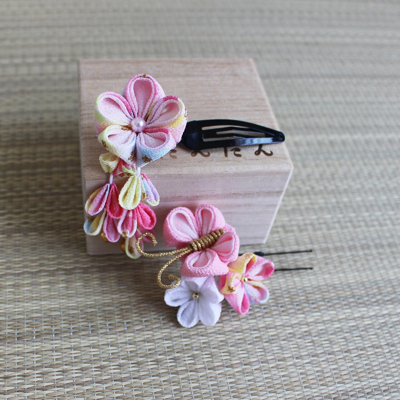 七五三髪飾り ピンク蝶々 ２点セット Done だん Done だん