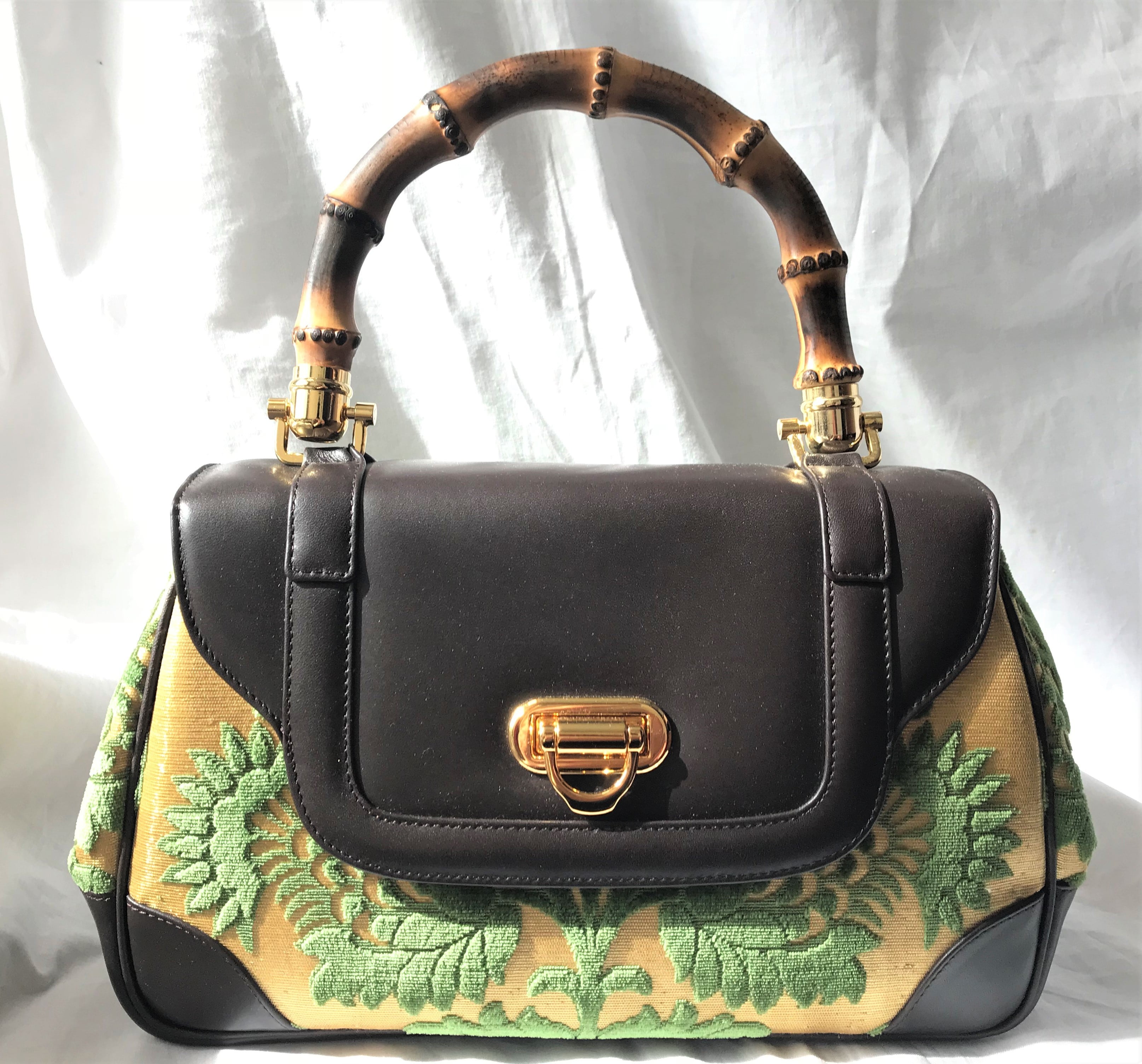 立体感のある高級織物「金華山織り」バンブー持ち手バッグ | EDONO 