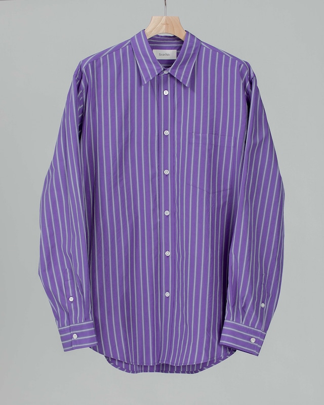 Silk Cotton Stripe Shirt - Purple