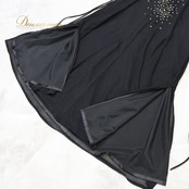 社交ダンス 衣装 ワンピース ドレス 黒 軽い 薄い パーティ 発表会 パーティドレス 上品 スリット ブラック系 モダン ダンス衣装 発表会衣装 スリムデザイン 薄手 おしゃれ フォーマル パーティ ジャズダンス ステージ衣装 ロングドレス レディース