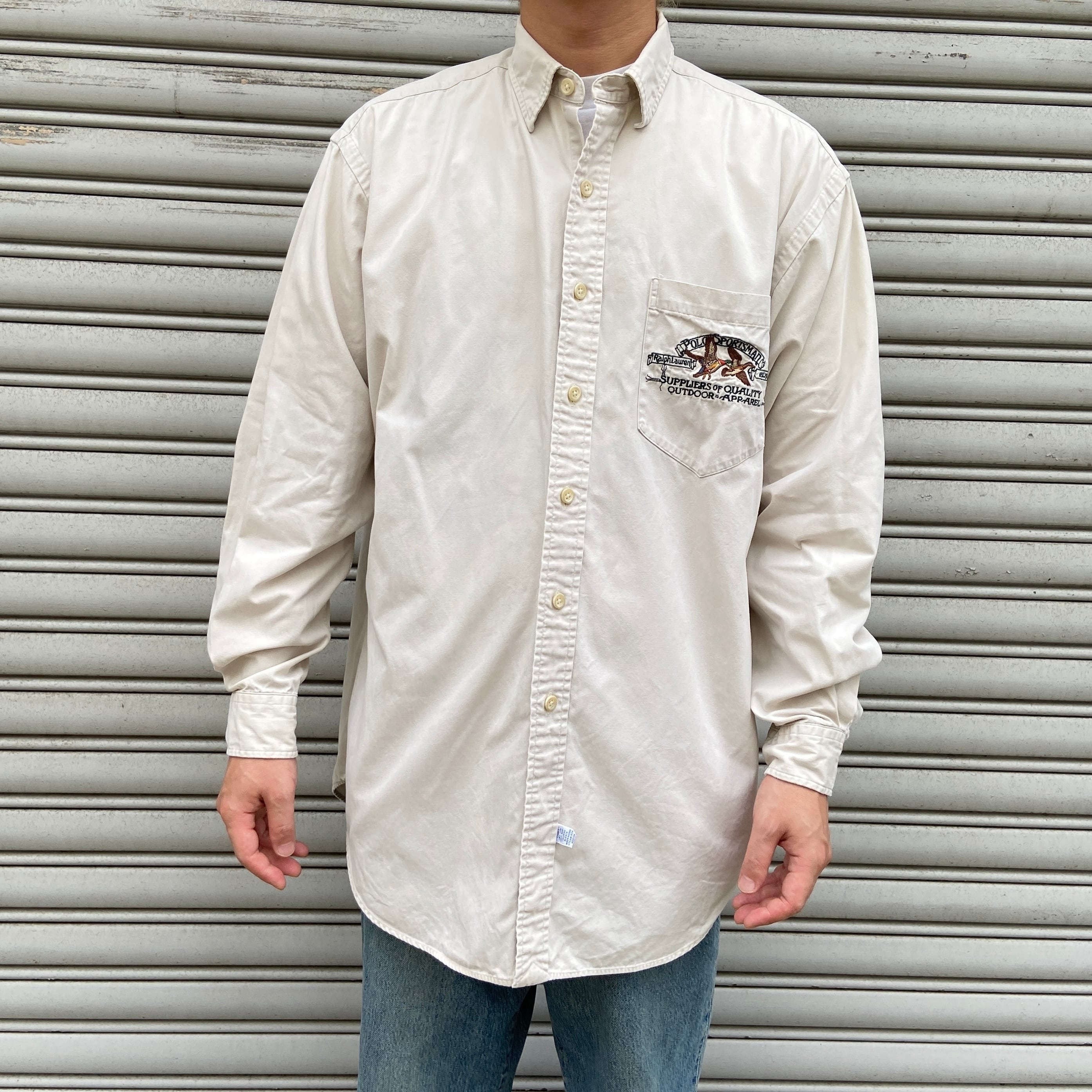 90s RalphLauren ポロスポーツマン カモ刺繍長袖シャツ M 鴨 | 古着屋 Uan