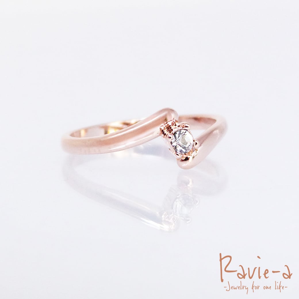ピンキーリング クリスタル Z ピンクゴールド 1粒リング シンプル