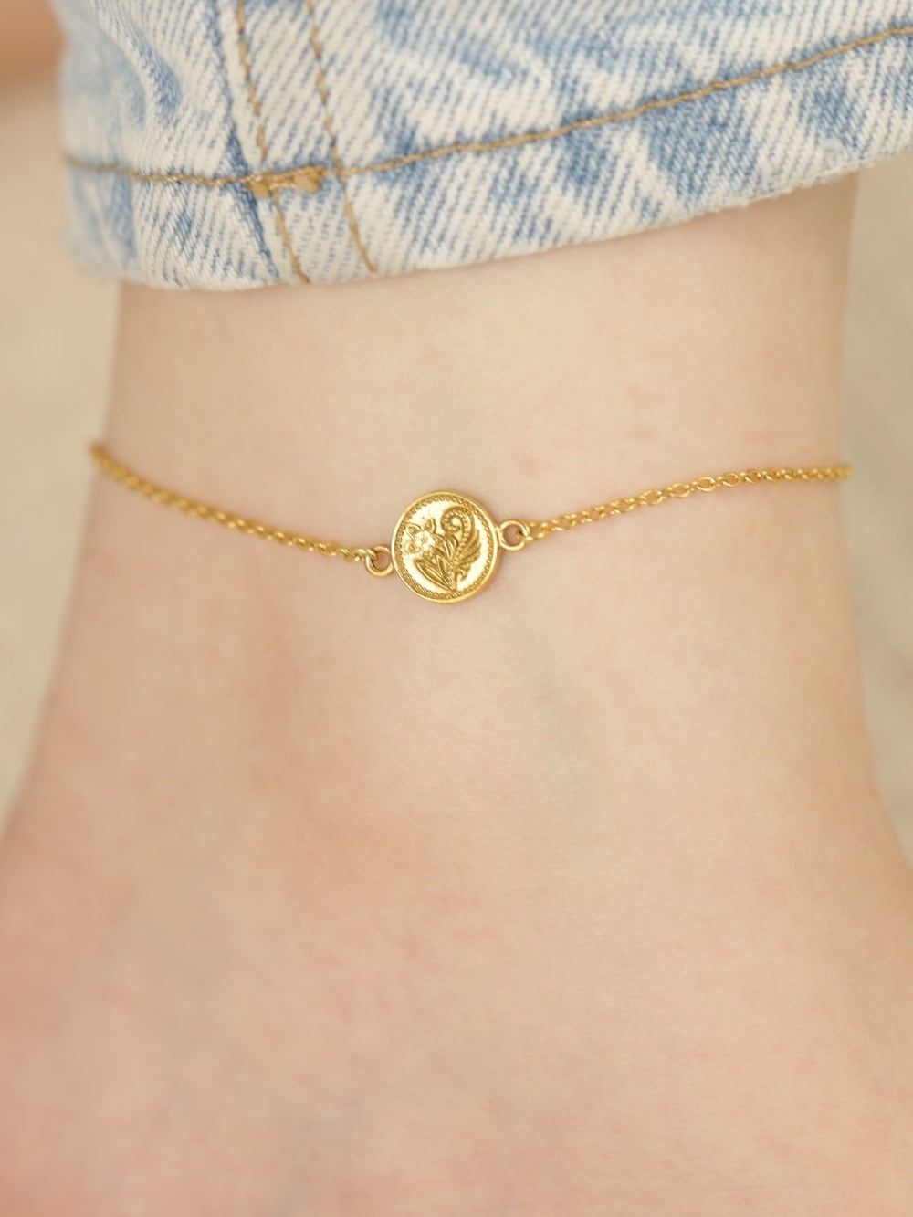 316L hawaiian 2way coin & sun anklet #a05