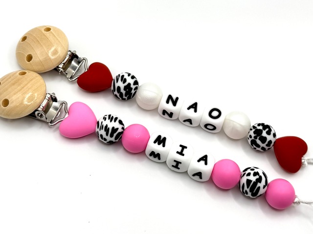 名前入り　ベビークリップ＆キーホルダーセット　ハート