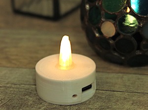 明るい自然な電球色・充電式キャンドルライト「Akari-myu（ミュー／白・黒選択）」