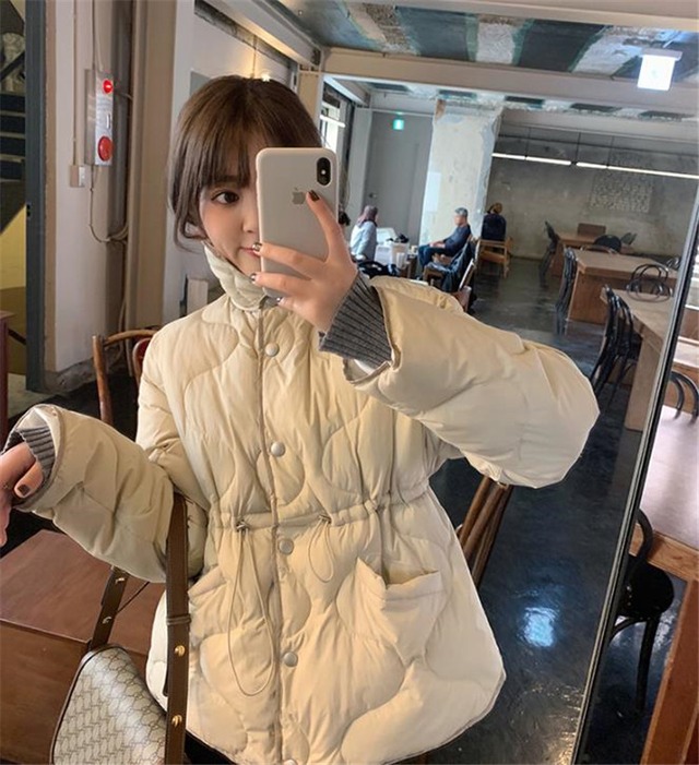 韓国ファッション 短いスタイル 巾着 パッド入りジャケット コート ゆったりする