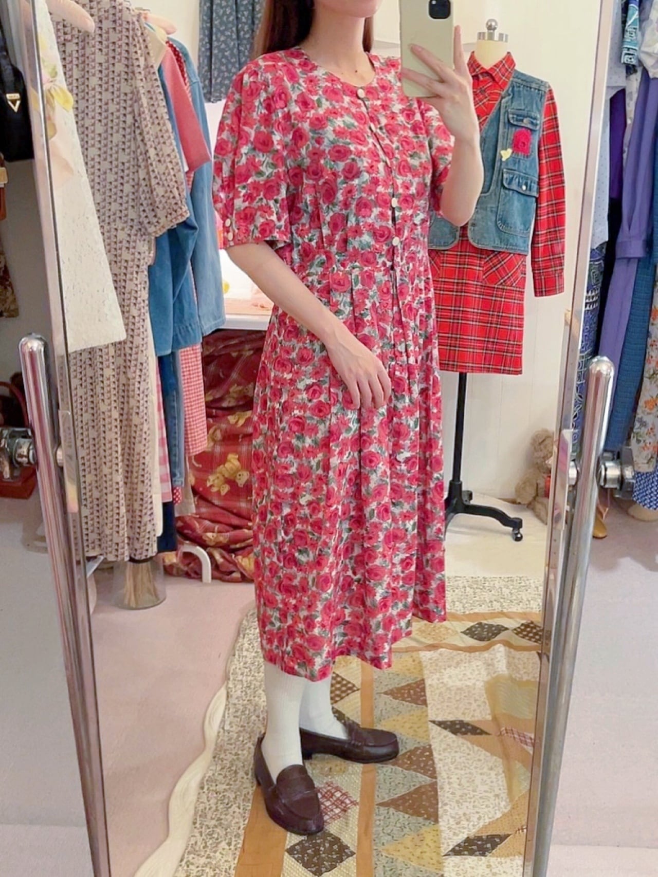 ROBERTA / pink rose garden one-piece