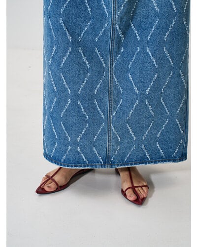 【YENN】LASER CUT DENIM SK