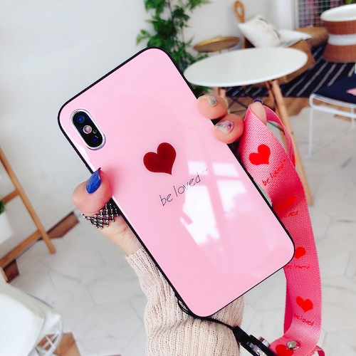 可愛い iPhoneXケース iPhone8ケース ハート 強化ガラス Instagram人気