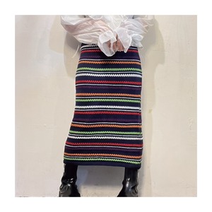 select 32009：multicolor knit skirt