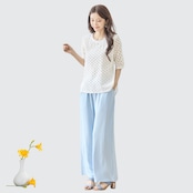 TRUBE 2ポケットギャザーワイドパンツ【M~L】スカイブルー