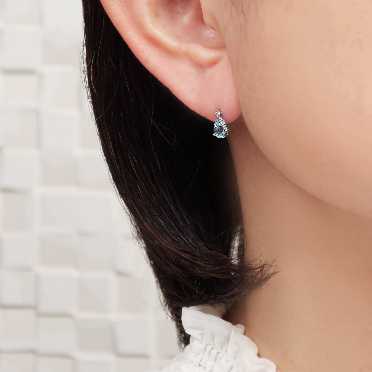 プラチナ*ダイヤモンド付アクアマリンのイヤリング 【公式通販】