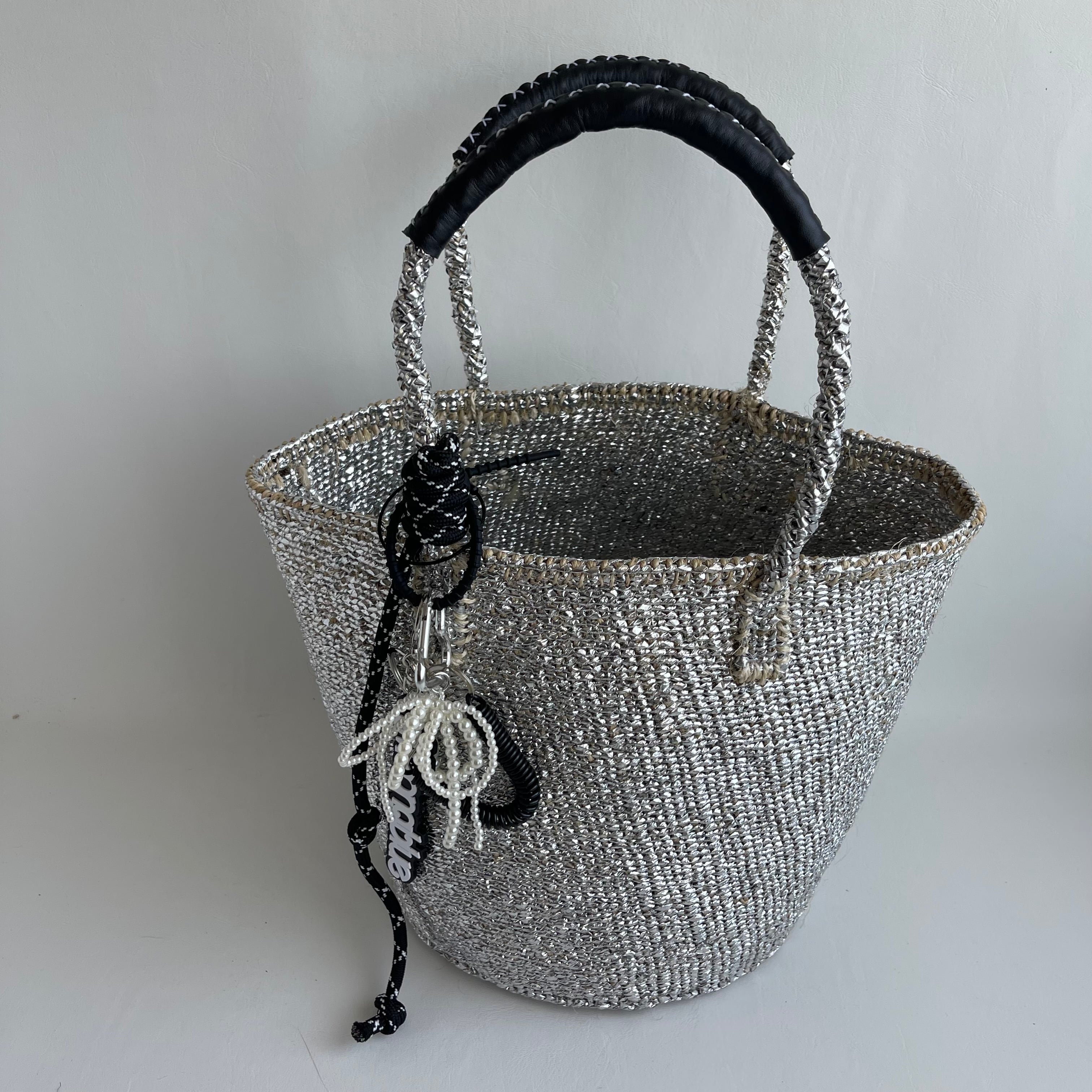 シルバー かごバッグ メオンブルー MAGAZINE Shoulder TOTE BAG / Silver / カゴバッグ / Style (A
