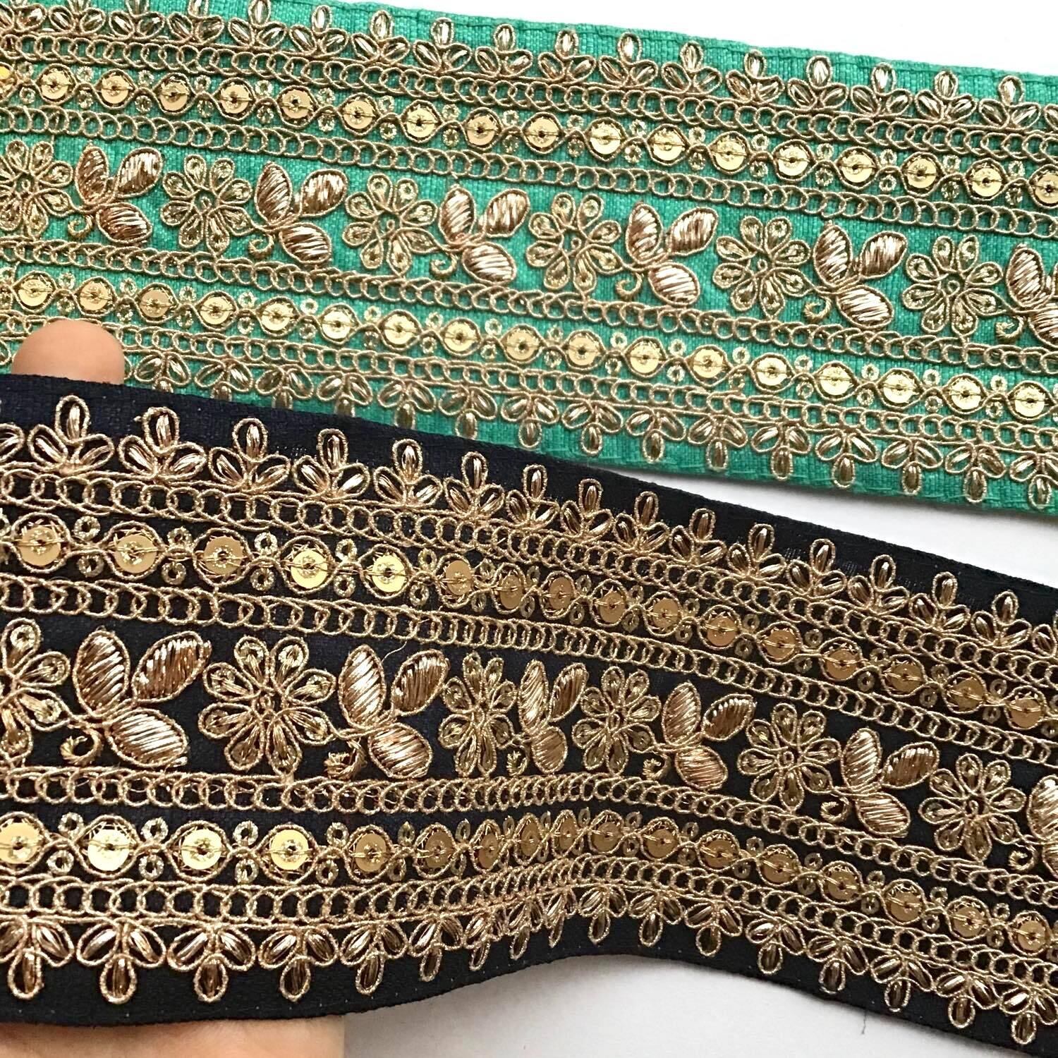 SALE〉太幅ゴールド刺繍インドリボン（全7色/1mカット） | Dua
