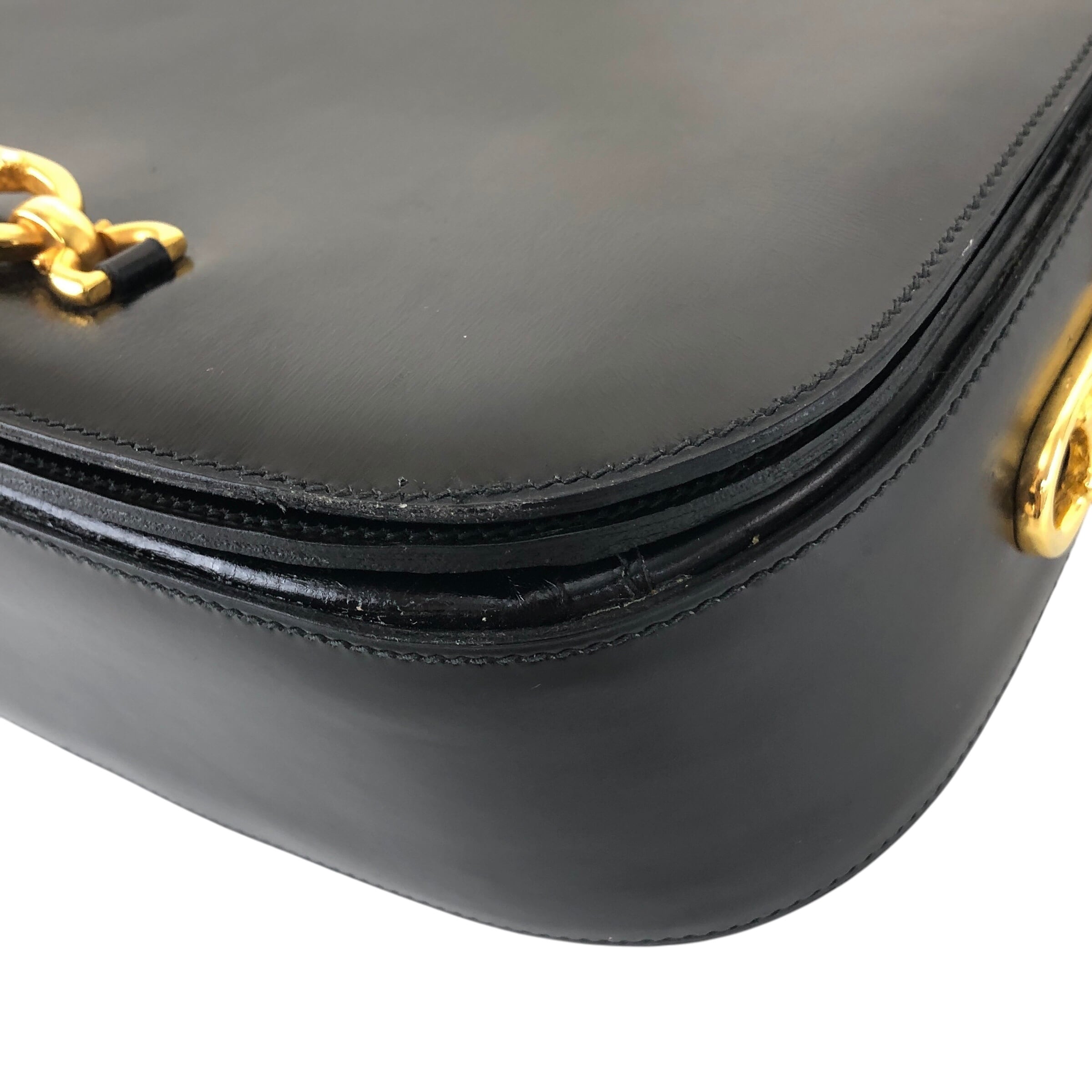 CELINE セリーヌ ショルダーバッグ ブラック ブラゾン レザー vintage