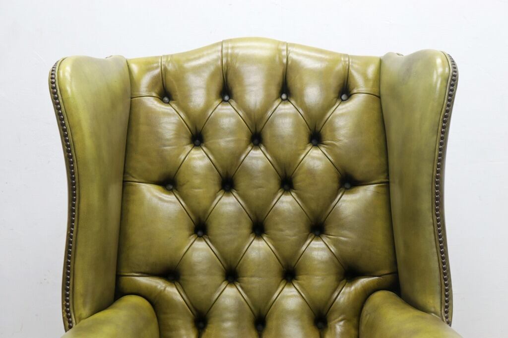 英国 イギリス ヴィンテージ ウィングバック 本革 1Pソファ ラウンジチェア