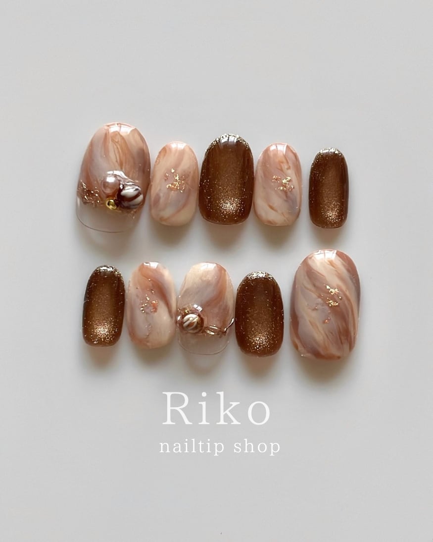 ネイルチップ バレンタイン マグネット チョコレートネイル 淡色ネイル #ncs006