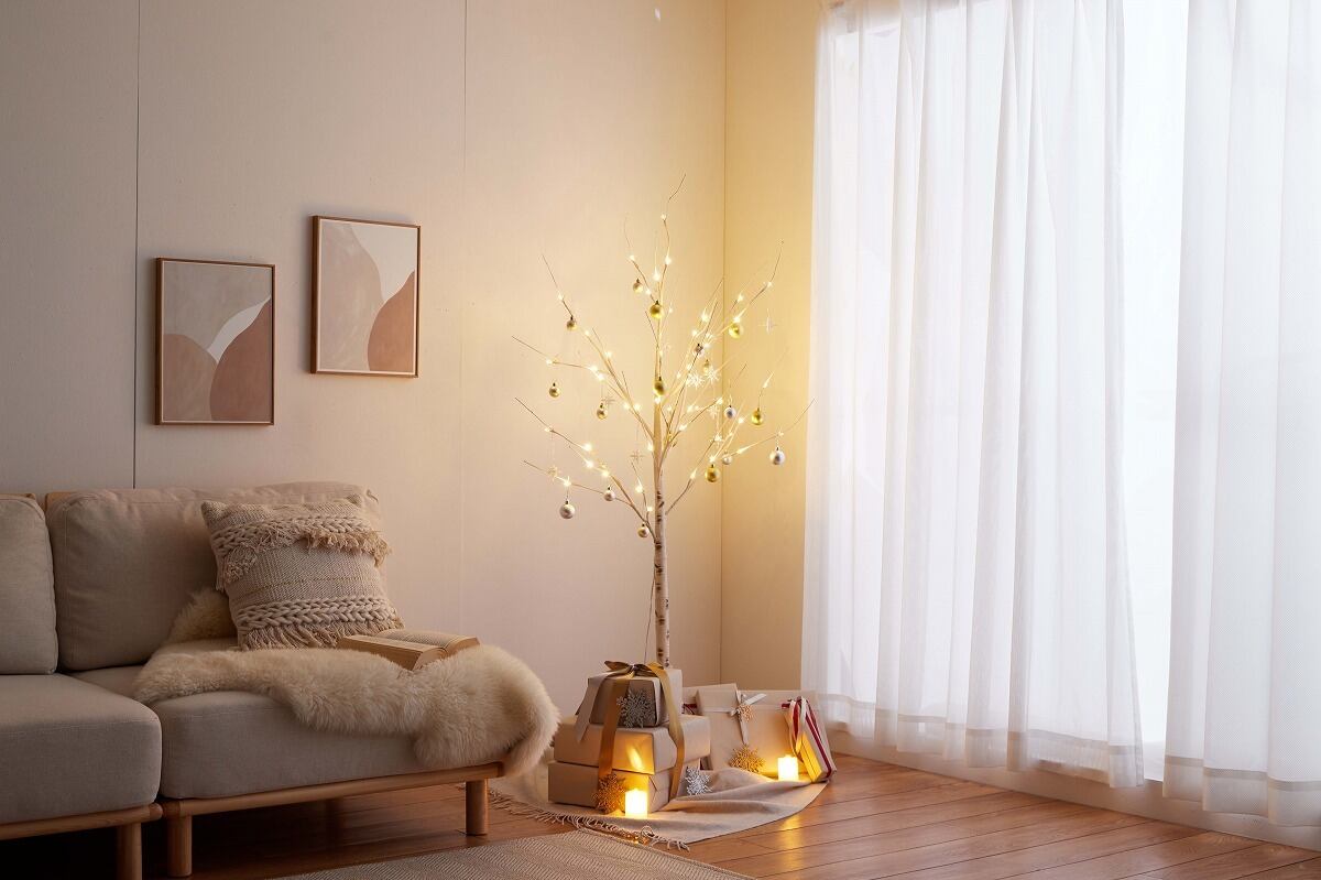 高さ60cm】華奢で繊細な枝先に灯るLEDの優しい光とナチュラルな白樺の