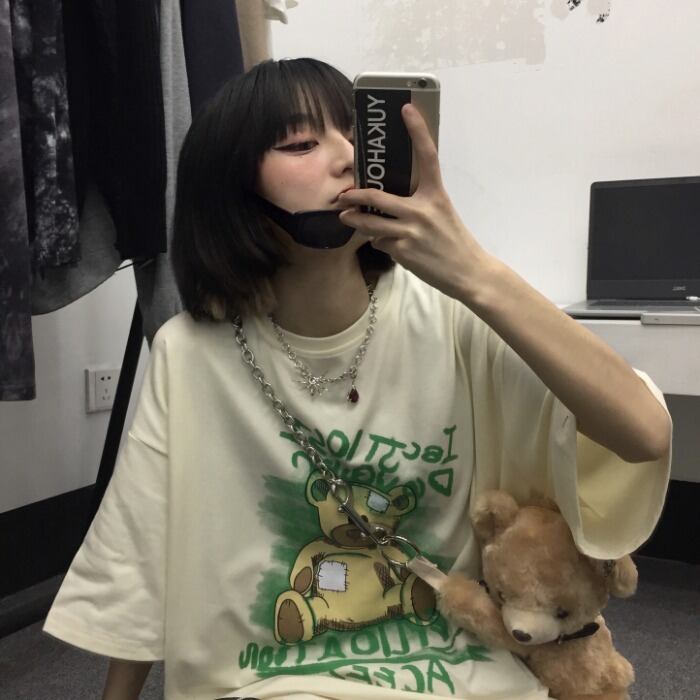 スタイルカジュアルシャツ プリント柄Tシャツ ルーズ かわいい ケッペル73872083001