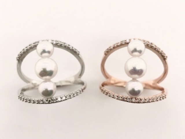PT/K18PG パール5.5m×1 4.3mm×2 デザインリング
