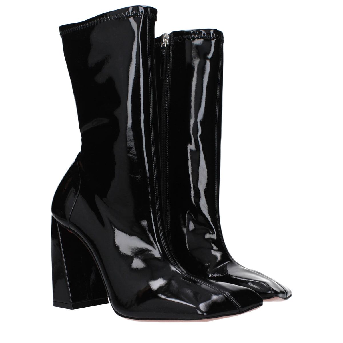 【新品】AMINA MUADDI アミナムアディ レディース アンクルブーツ ファブリック ブラック MARINESTRECHBOOTIELATEXBLACK