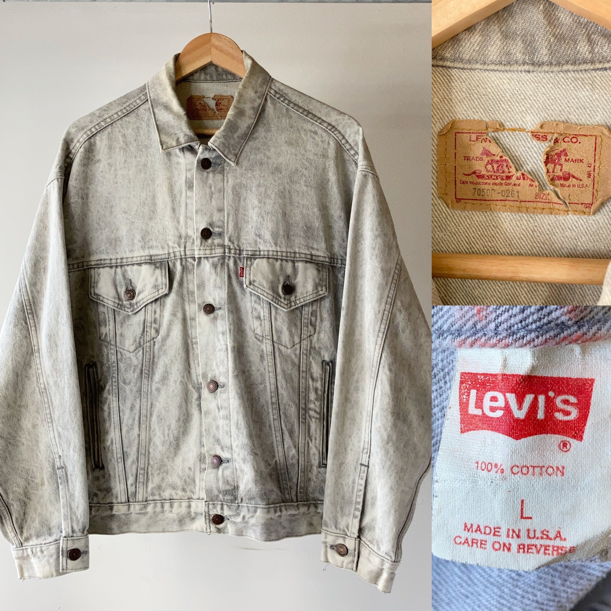 90's Levi's 70507-0261 ケミカルウォッシュデニムジャケット Size L