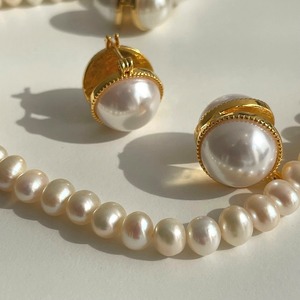 24k bold double pearl one touch pierce【 2color 】