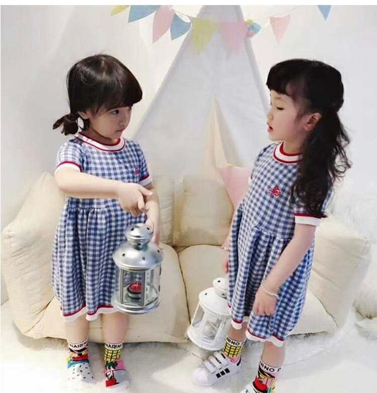 キッズ+ママセット価格 親子リンクコーデ ギンガムチェックワンピ 膝丈