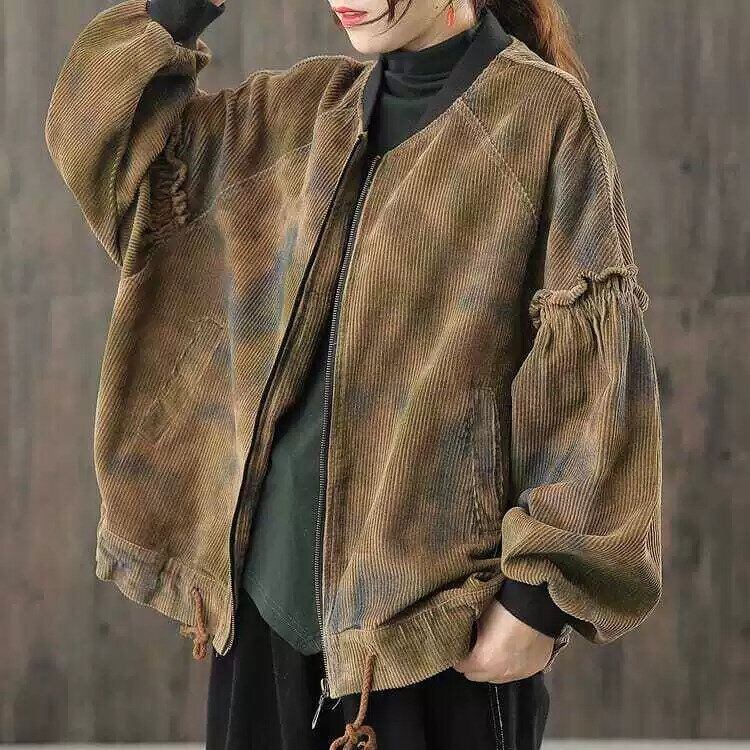 CORDUROY BASEBALL COLLAR LANTERN SLEEVES FULLZIP JACKET 1color M-15257