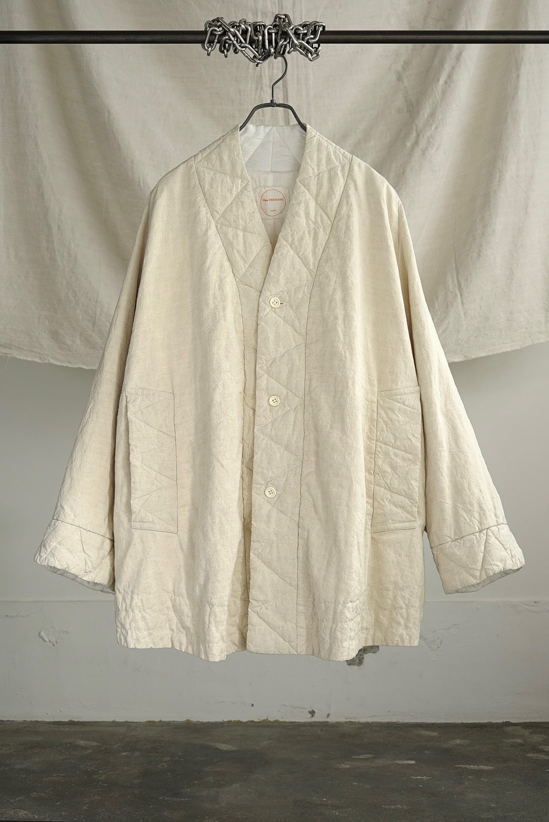 CHEZ VIDALENC - COAT PUFFY SHORT PADDED (ANTIC LINEN)