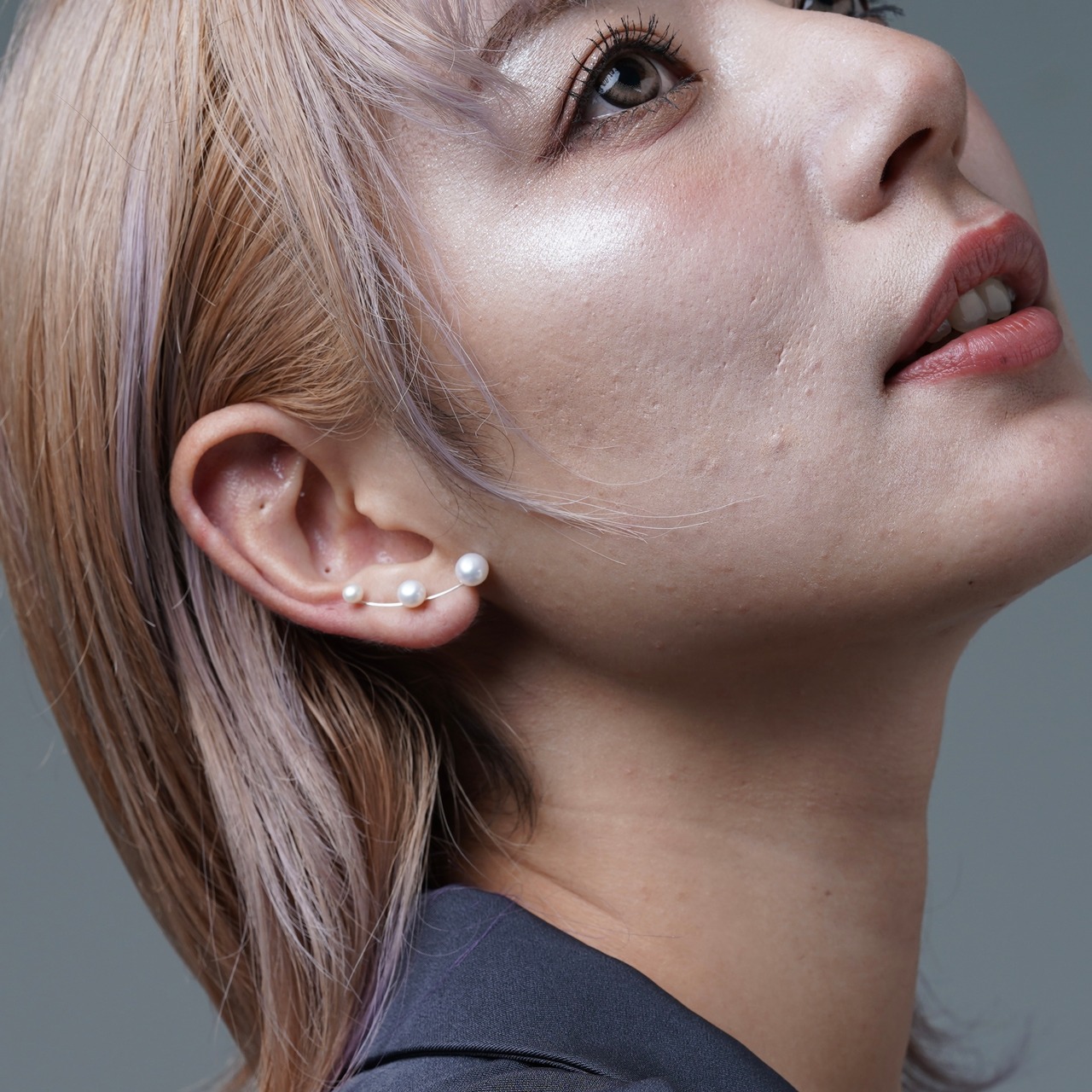 3連淡水パールイヤーカフ