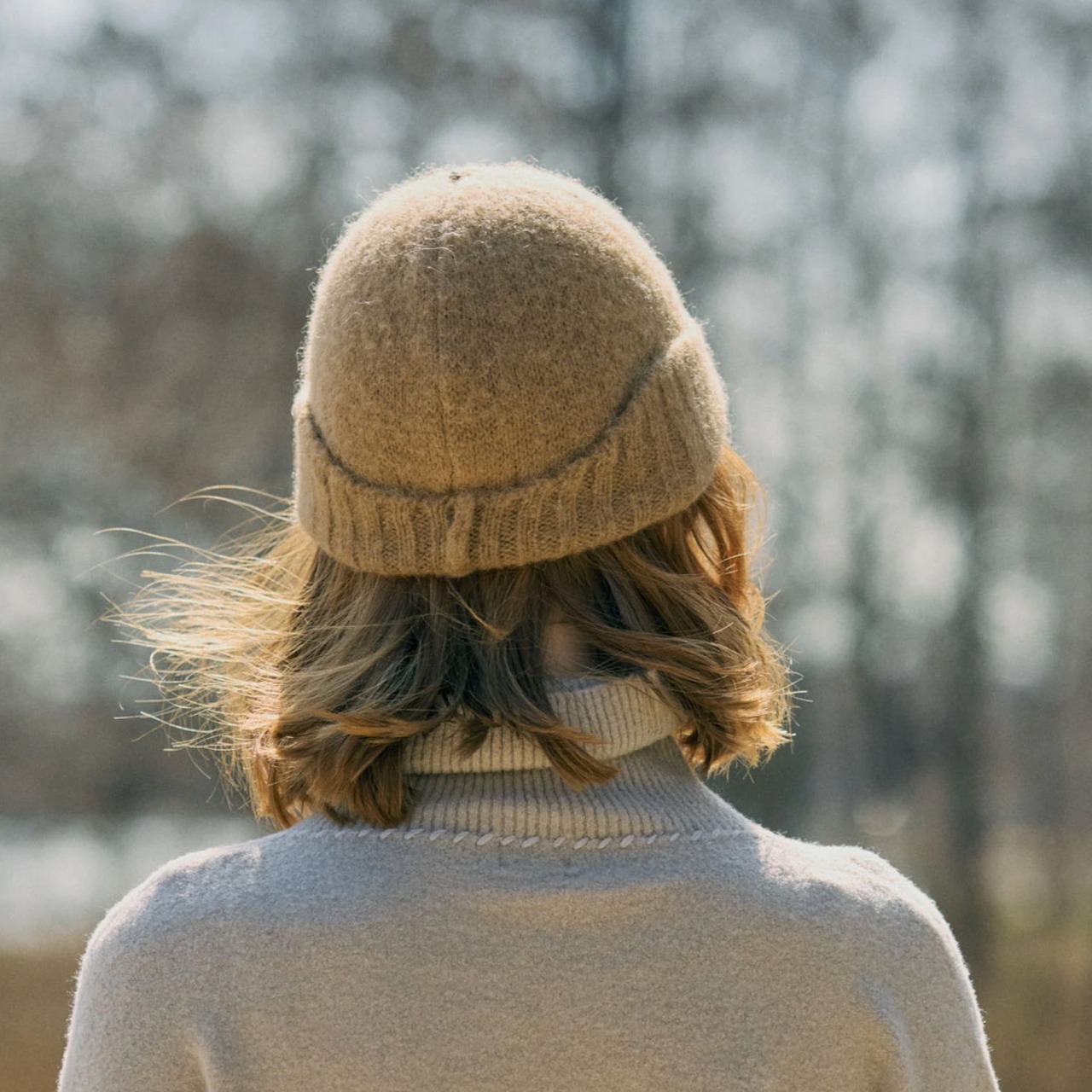 chisaki(チサキ)Yuunaベビーアルパカ シンプルニットキャップ（キャメル・ホワイト）