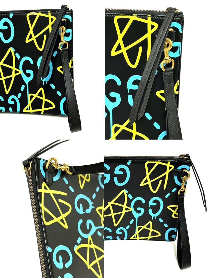 GUCCI GHOST グッチ ゴースト GG ペイント クラッチバッグ レザー