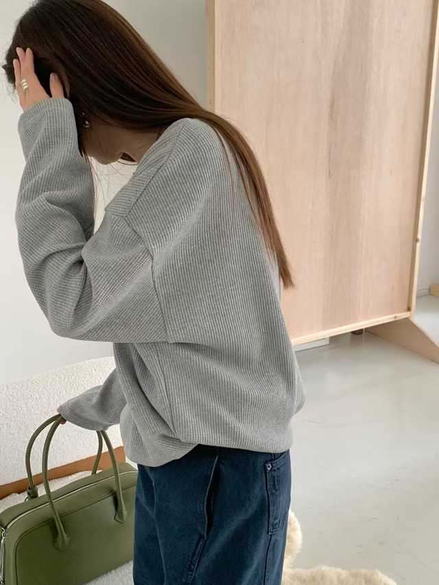 (予約) signature / Plum waffle sweatshirt 2color