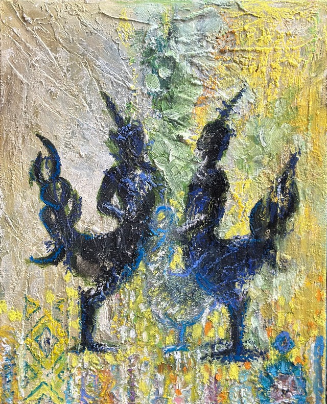 西美紀 ｜【鳥の人】キャンバス　絵画　原画　オイルパステル画　一点物