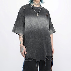 Gradient Old Wash Short Sleeve Bottoming Shirt(MT1273)