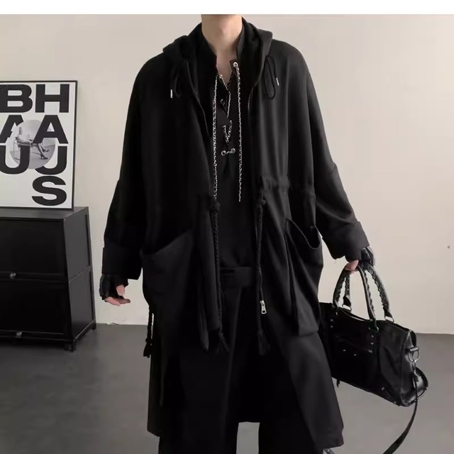 フード付きパッチポケット オーバーサイズジャケット 1color MOJ0340