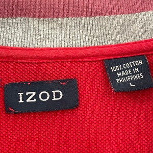 【IZOD】ハーフジップ ワンポイントロゴ 刺繍ロゴ スウェット トレーナー L アイゾッド US古着