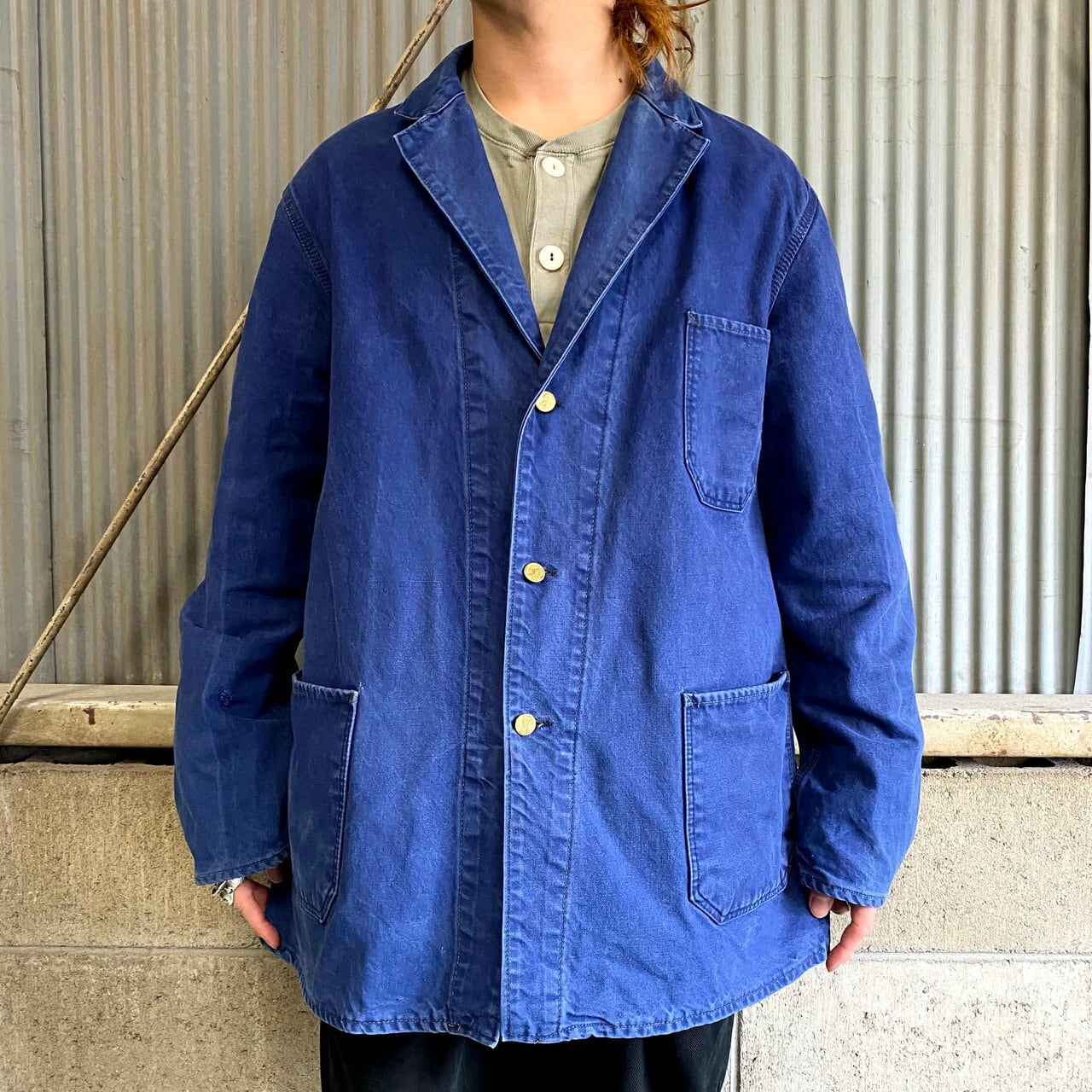 js stead ユーロ　カバーオール FRISTADS SANFOR スウェーデン製 企業ロゴ バックプリント