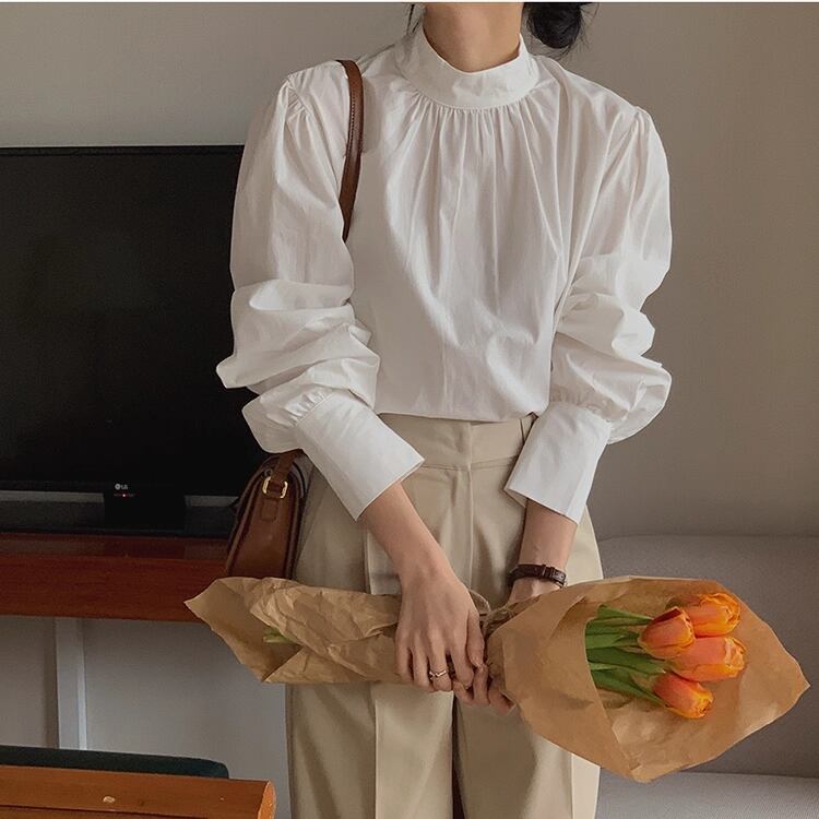 ハイネック パフスリーブ ロングスリーブシャツ 2col N00153