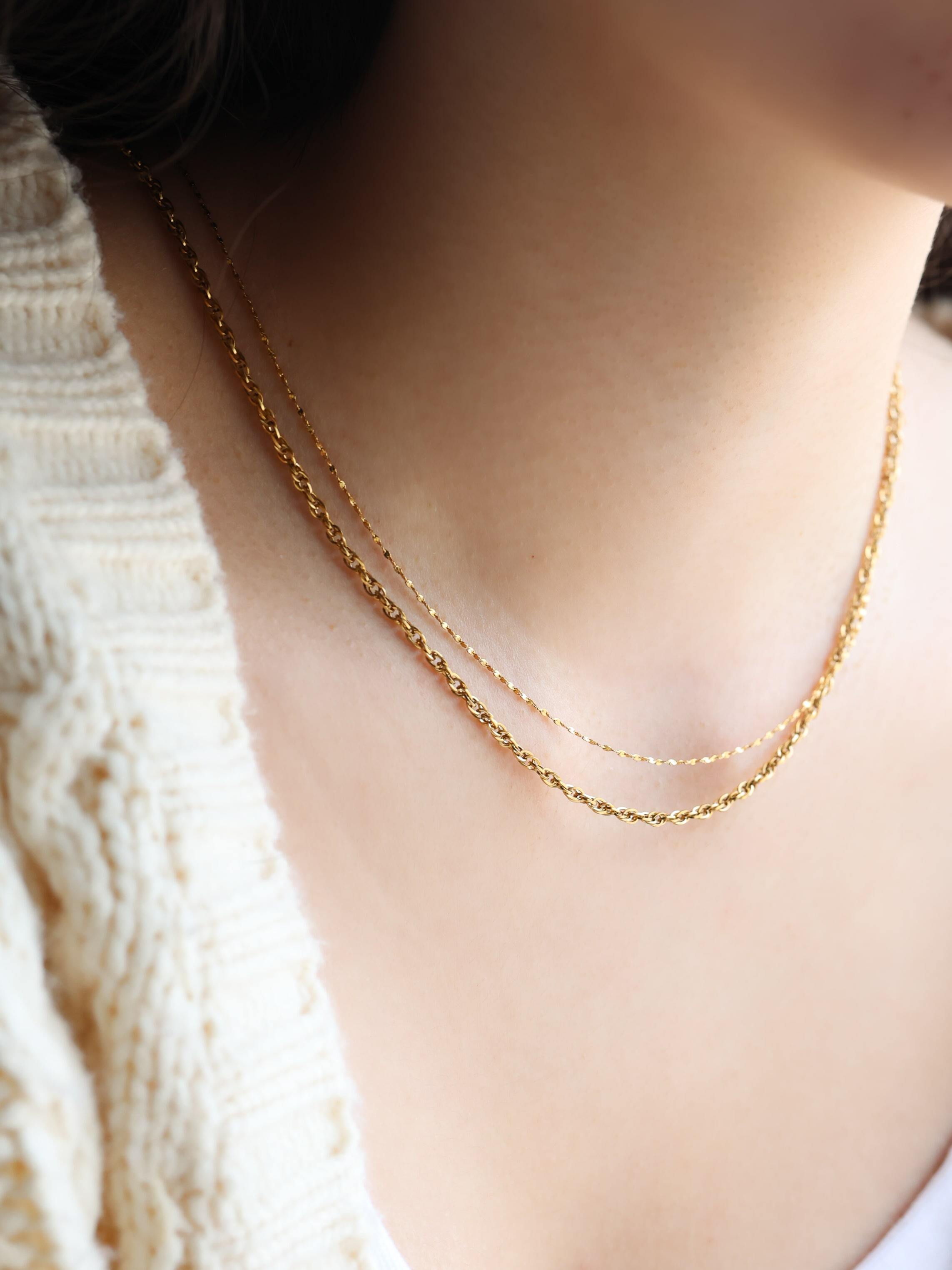 316L simple overlap chain necklace （幅:3㎜） #n56 | rani