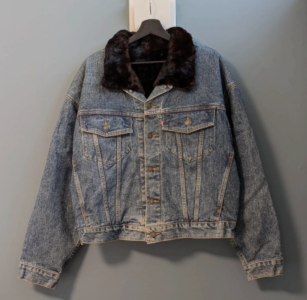 90s levis lining fur custom denim trucker jaket 小岩店