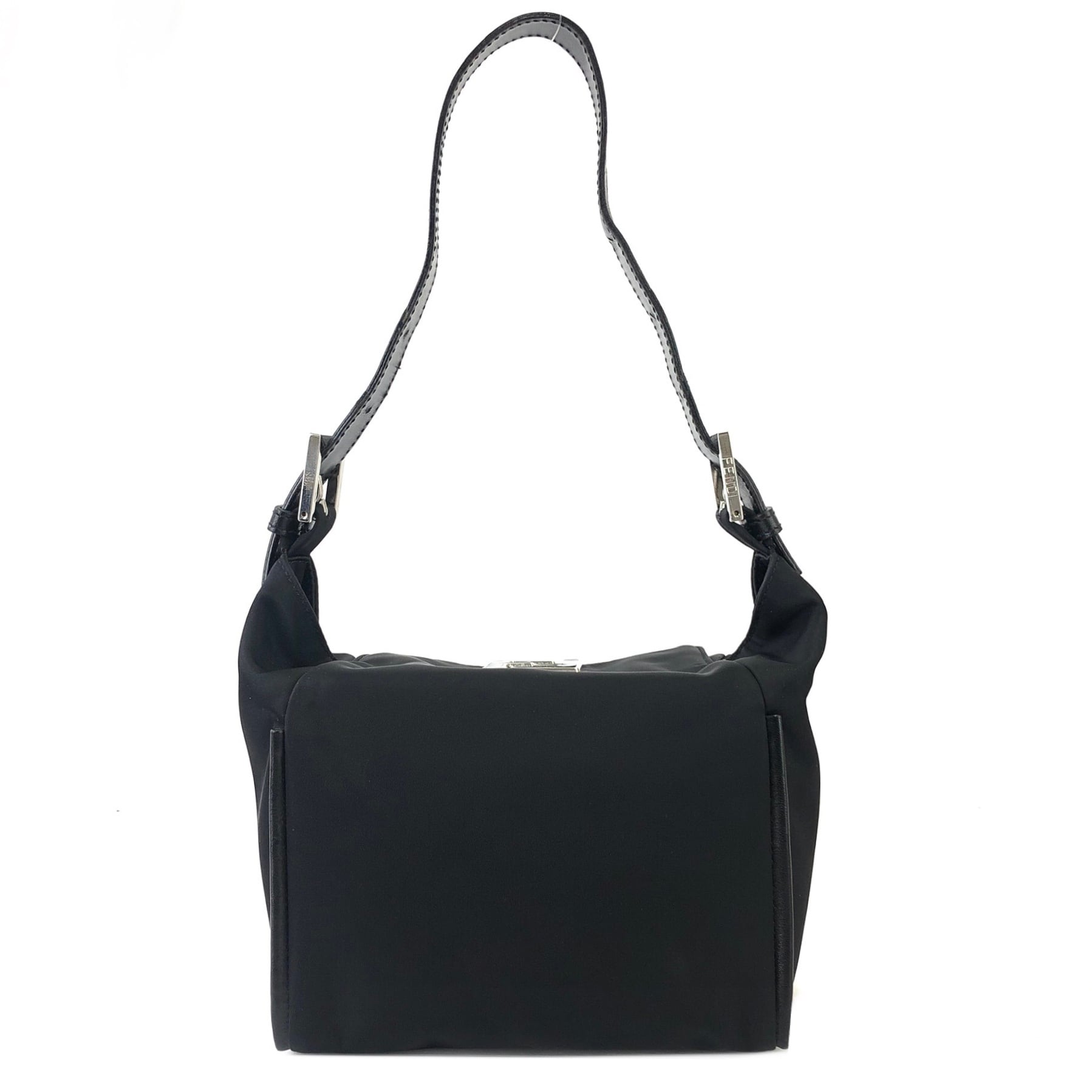 FENDI フェンディ ワンショルダーバッグ バニティ 黒 ナイロン FF 金具 FENDI フェンディ FFモチーフ レザー×ナイロン バニティバッグ