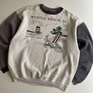 -VINTAGE- USA製 MYRTLE BEACH,SC CREWNECK -MULTI COLOR- [L]