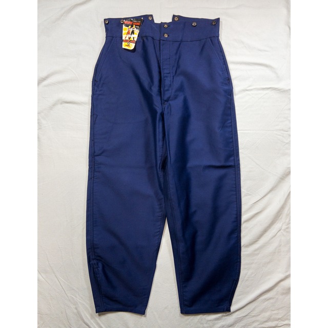 【1940-50s】"Adolphe Lafont" French Blue Moleskin Work Trousers, Deadstock!!